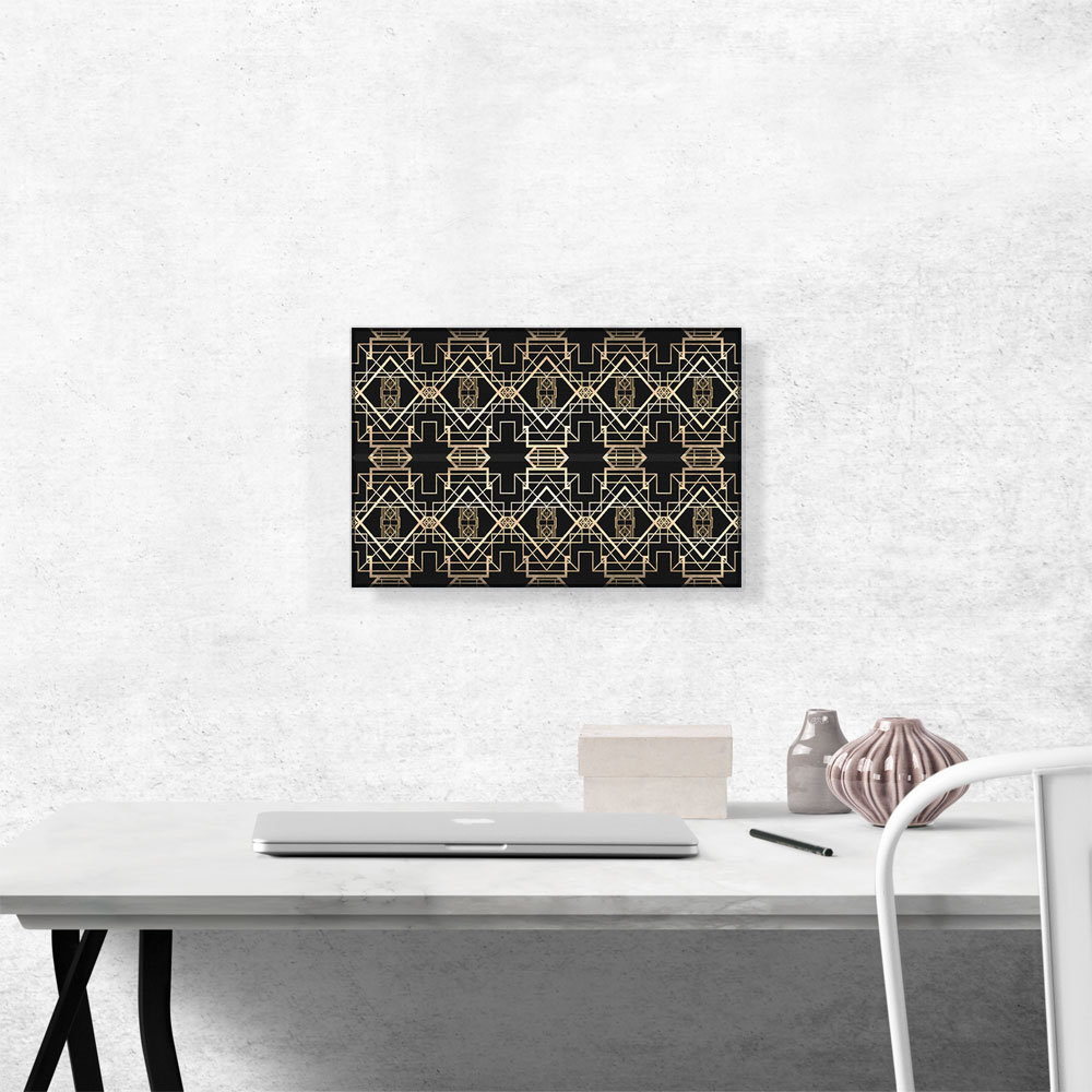 ARTCANVAS Tan Design on Black - Wrapped Canvas Graphic Art Print | Wayfair