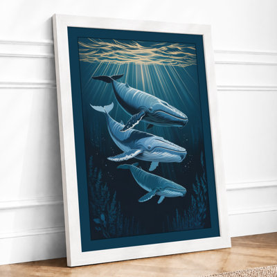 Whales In Blue Depths Coastal - Print