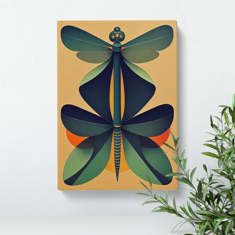 XC1022-1851X Dragonfly Retro Art - Wrapped Canvas Print, 76cm H x 50cm W x 3cm D