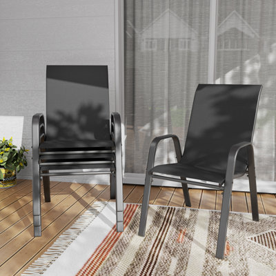 De 4 chaises d'extérieur avec siège large, structure stable et finition imperméable pour les planchers de restaurant de patio, soutien lombaire, salle de banquet en tissu antirouille