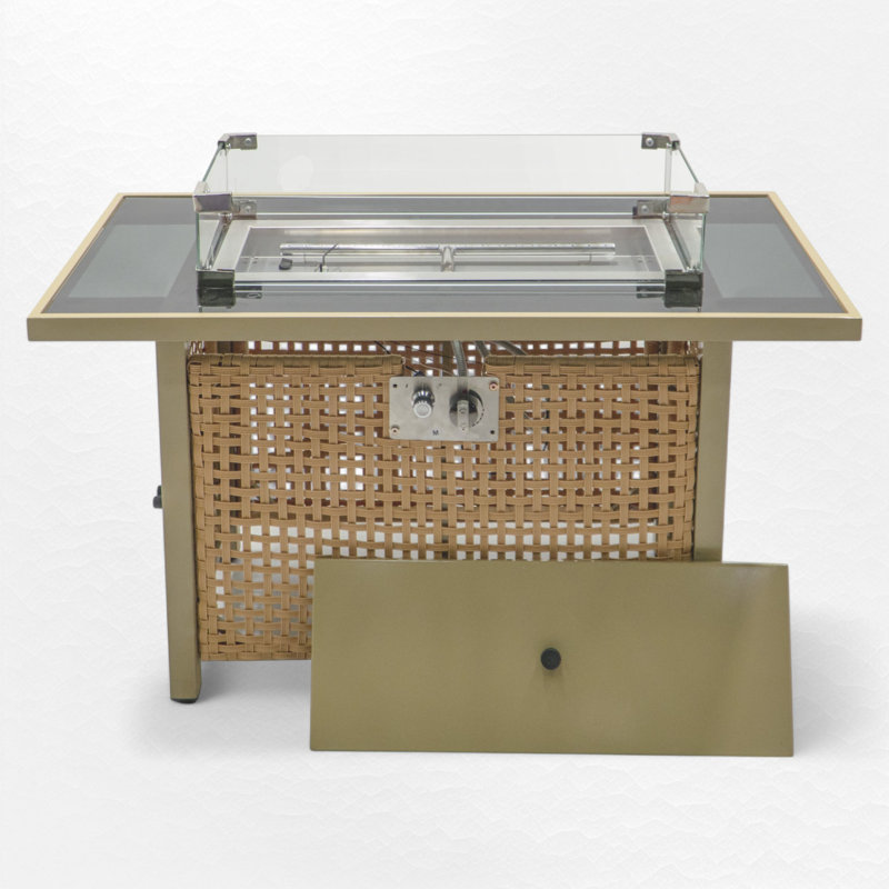 Table de foyer d'extérieur au propane, Brun