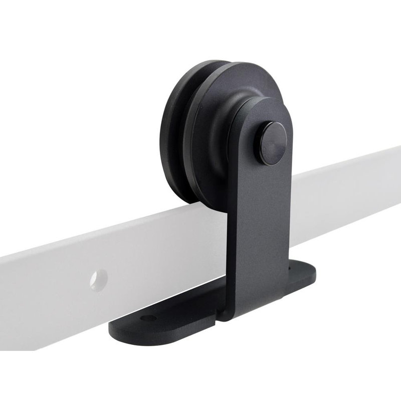 Metropolitan Panelled Dignity Blue Stained Composite MDF Barn Door Slab With Hardware Kit, Matte Black, 36" x 80"