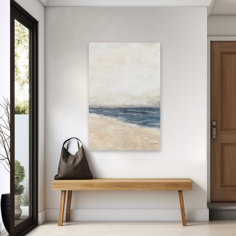 Bord de mer et plage au-delà de la mer, H 60 po x l 40 po