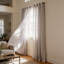 Gathered Linen-Textured Grommet Semi-Sheer Curtains (Set Of 2)-784242265-784242243