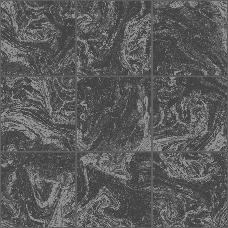 Contour Glitter Marble Tile Washable Wallpaper, Black