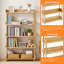 Bibliothèque à 5 niveaux en bois - Bibliothèque autoportante avec tablettes de rangement ouvertes et pieds en bois massif pour le bureau à domicile, le salon et la chambre à coucher