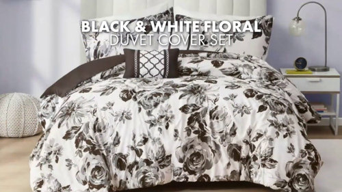 Darwyn Black & White Floral Comforter Set
