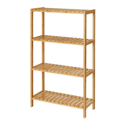 Étagère de rangement en bambou, étagère à 4 niveaux, multifonctionnelle, dans le vestibule, salle de bain, salon, balcon, cuisine, 10,2 po x 23,6 po x 39,4 po