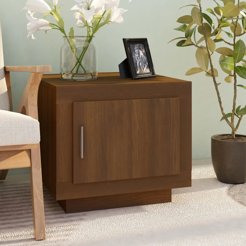 Jahna Solid Coffee Table with Storage, Brown Oak