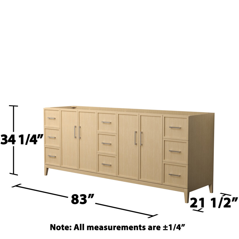 Elan 83'' Double Bathroom Vanity Base Only, Tan/Brushed Nickel