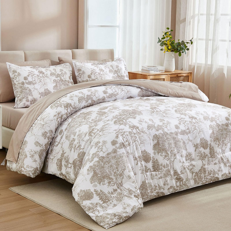 Ensemble d'édredon botanique réversible 7 pièces Ensemble de literie complète en microfibre douce pour toutes les saisons