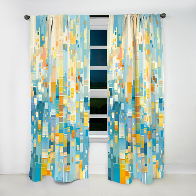 Rideau Modern - Contemporary Bluebell Bold Stripes I - Velours obscurcissant - 1 panneau