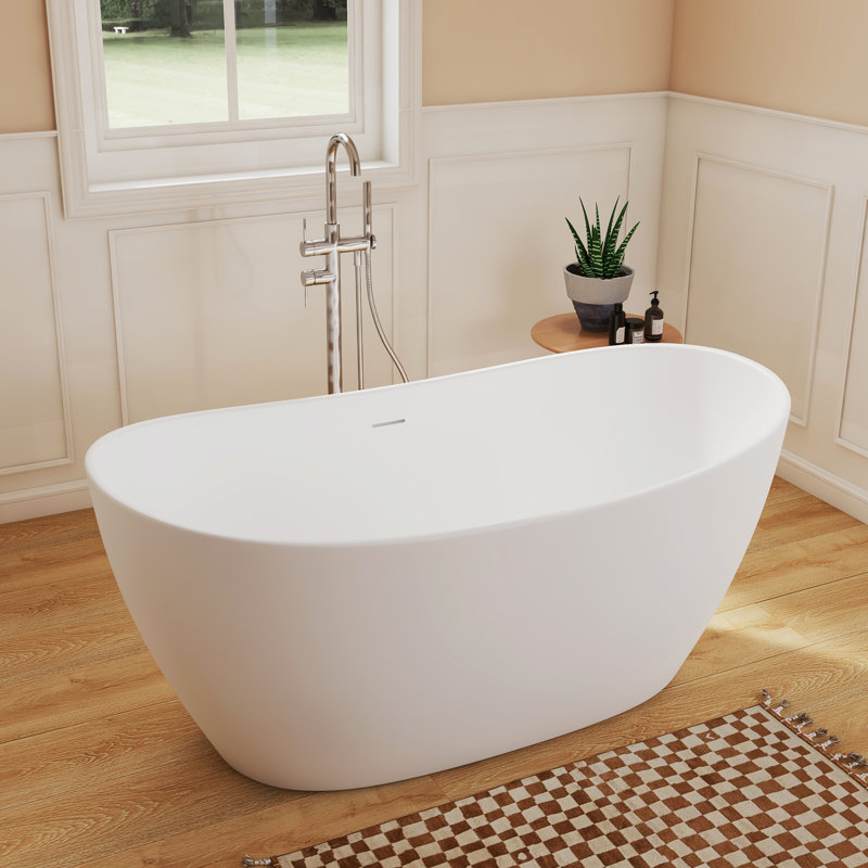 Fslefay 55'' Freestanding Bathtub Solid Surface Deep Soaking Tubs