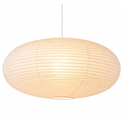 Large White Oval Ribbed Paper Lantern