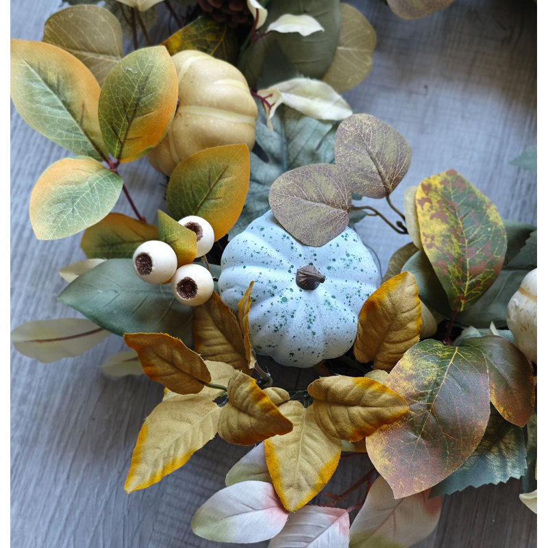 Fall Wreath, 22" Pumpkin/Gourd/Nuts