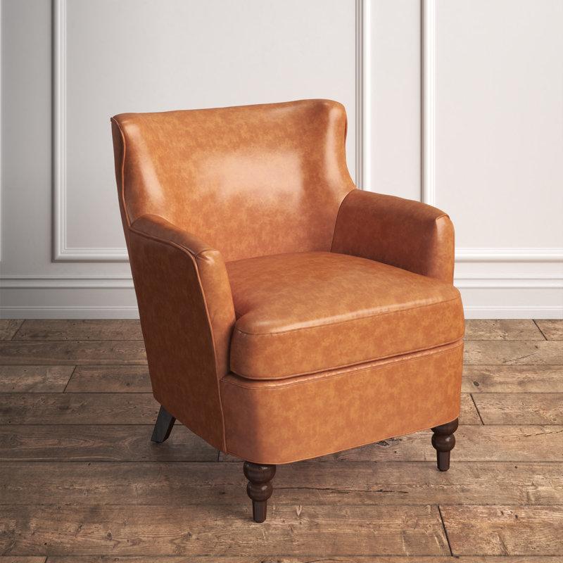 Atossa 31.1" Wide Genuine Leather Club Chair, Cognac