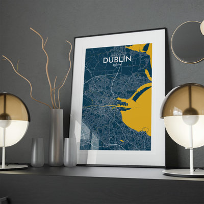 Dublin City Map In Amuse - No Frame Print