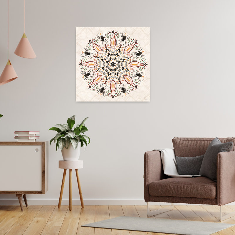 Art contemporain de nuit effrayant avec art crème noir, H 24 po x l 24 po