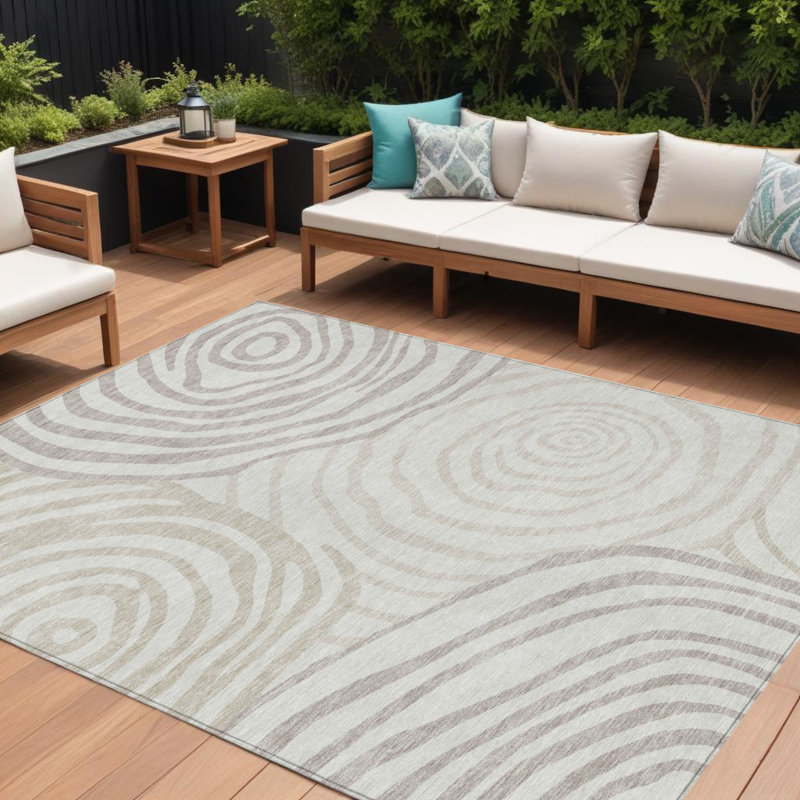 Tapis intérieur lavable abstrait 9 pi x 12 pi beige