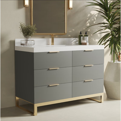 Ensemble de meuble-lavabo simple 48 po avec comptoir en quartz Erbey