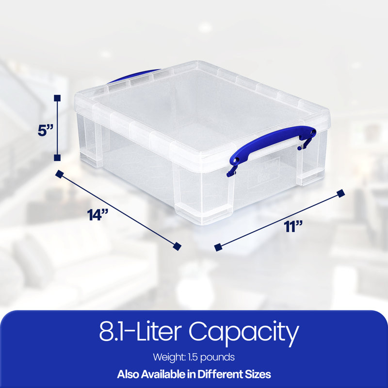 Really Useful Box 8.1L Plastic Storage Container w/Snap Lid & Clip Lock Handle, Single, 8.56 qt
