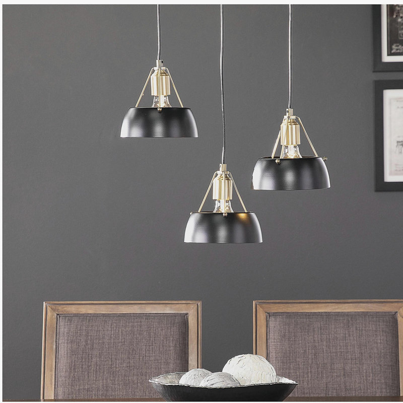 Ensemble de lustre moderne 3 lumières Renmarco, Noir, Noir