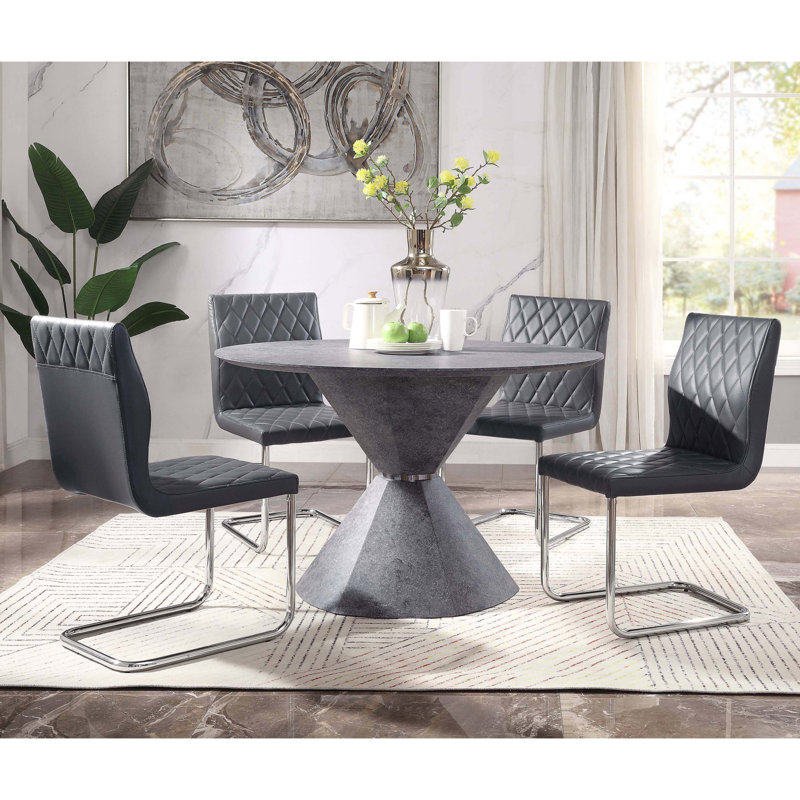 Chaise d'appoint grise et chromée avec base luge (ensemble de 2)