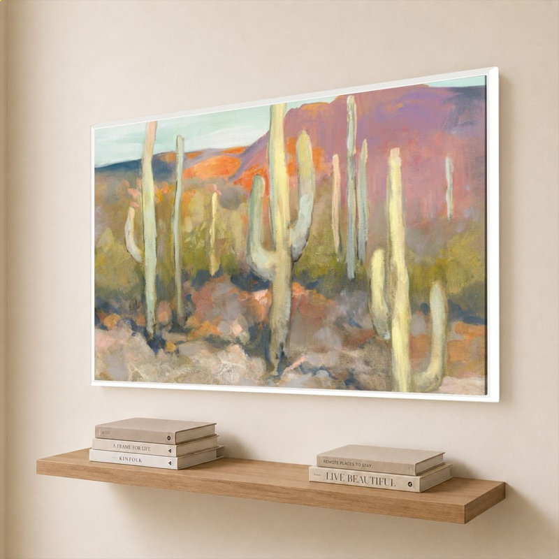 High Desert I par Julia Purinton - Impression sur toile, 44" H x 64" W, Beveled Floating Frame, White