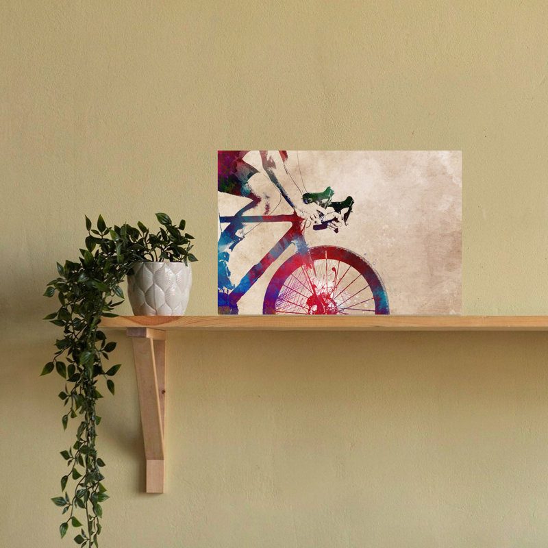 «Vibrant Cycling Motion», art mural contemporain, H 16 po x l 24 po