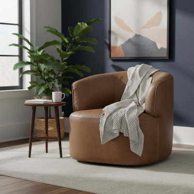 Fauteuil club en cuir Casa Top, Sienne antique