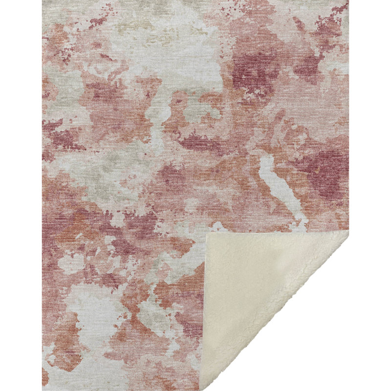 Jeté en sherpa Addison, Rose abstrait