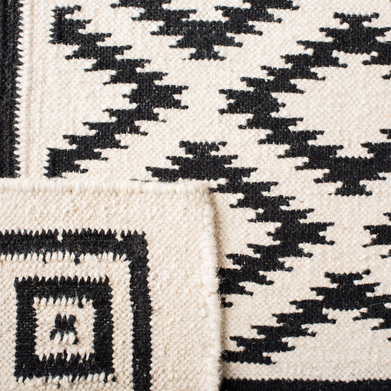 Tapis géométrique en laine tissé à la main Estevez, Carré 6 pi