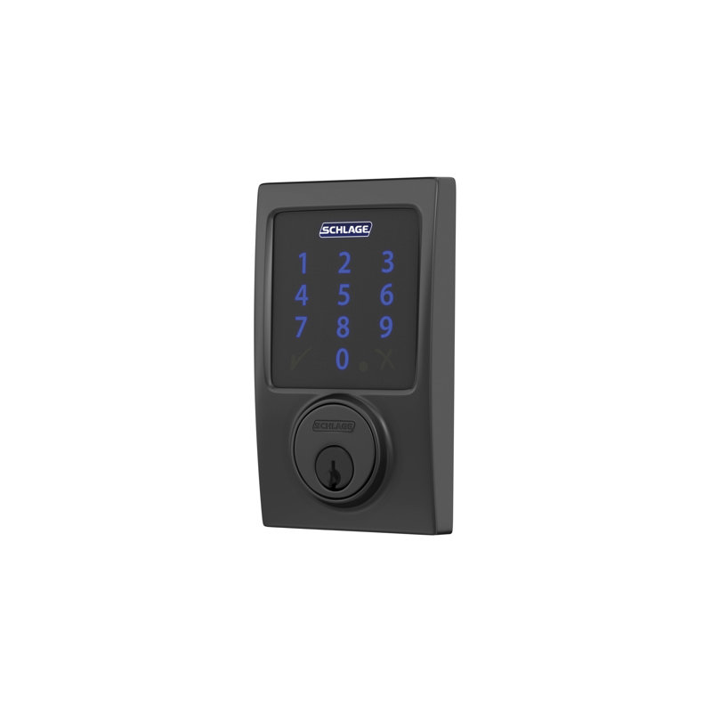Schlage Connect Z-Wave Plus Smart Deadbolt with Century Trim, Matte Black, Yes
