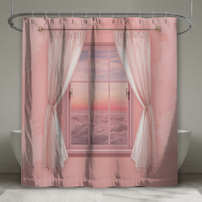 Rideaux de douche roses très longs