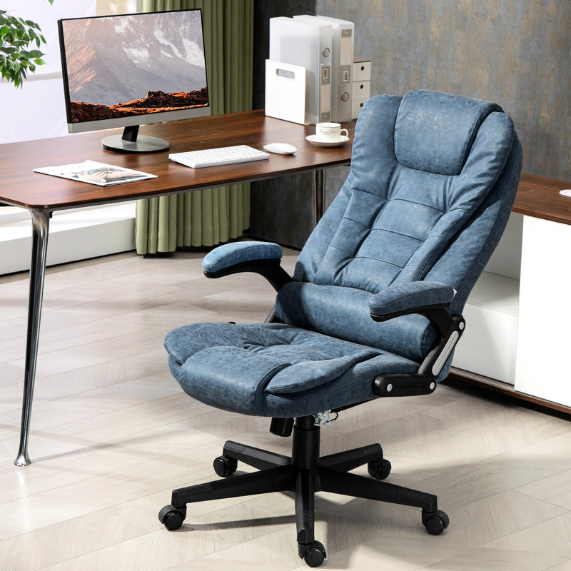 Fauteuil d'ordinateur en cuir bleu Pu