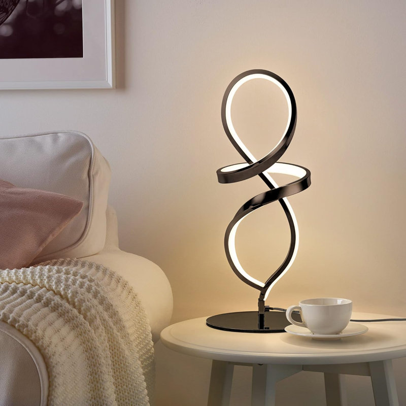 Black Bedside Lamp With Stepless Dimming Switch
