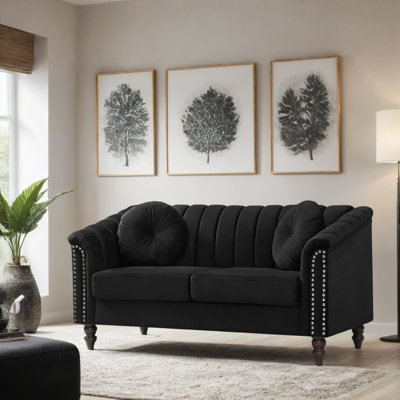 60" Upholstered Classic Chesterfield Loveseat