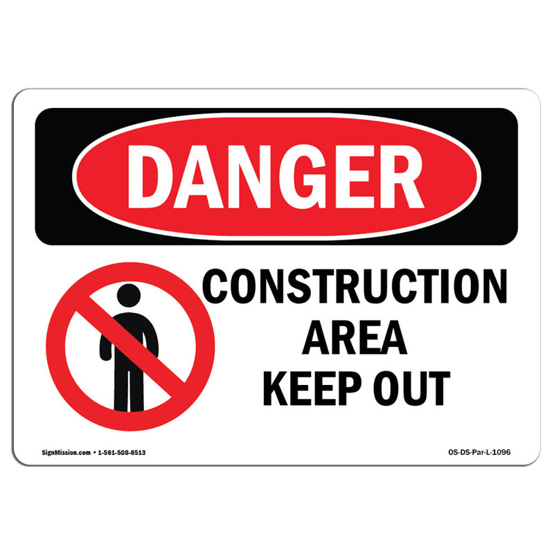 Danger Sign, 18" H x 24" W x 0.1" D