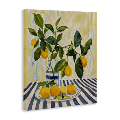 Citrons sur toile rayée, design par Yen