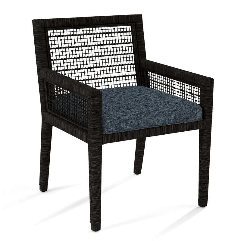 Chaise avec accoudoirs Glinda, Noir antique, Bleu de base; 0317-63