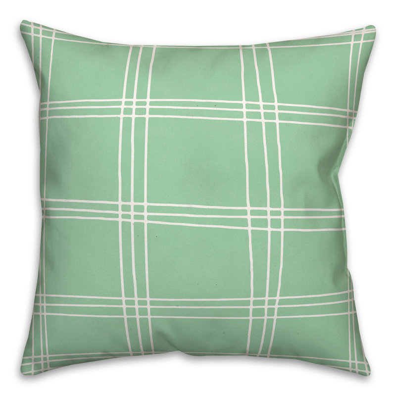  Housse et insert de coussin carré Mint Grid, 16 po x 1 po