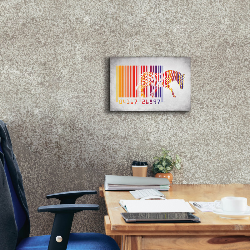 «Zebra Barcode» par Mark Ashkenazi, art mural sur toile, H 12 po x l 18 po x P 0,75 po