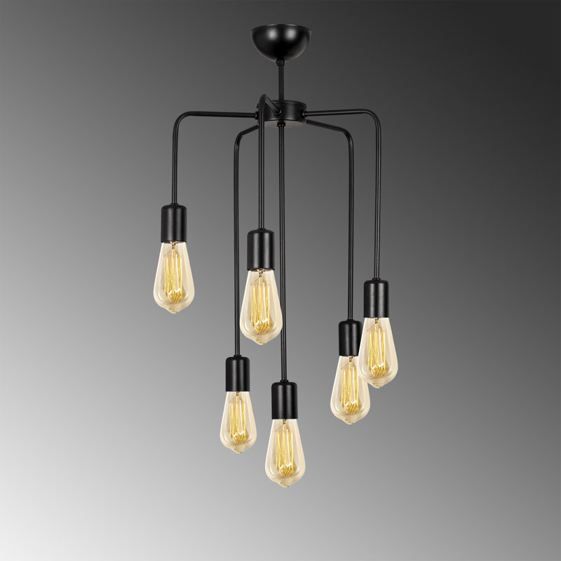 Luminaire suspendu à 6 lumières Dereham, Noir