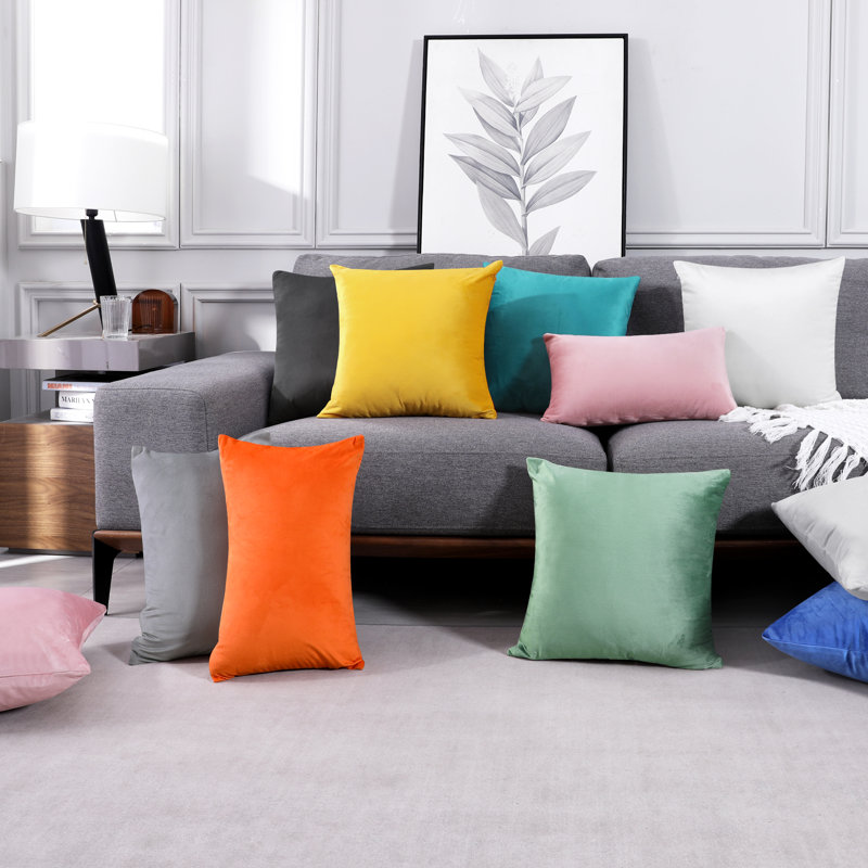 Decorative Throw Soft Linen Cushion Covers Pillow Covers (Set of 4), Square 24", Lemon Yellow