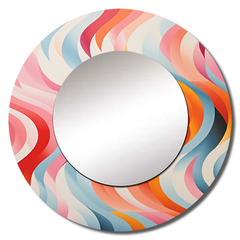 Art décoratif coloré, surréalisme I - miroir mural décoratif, grand miroir rond moderne, impression sur métal, 36 po x 36 po