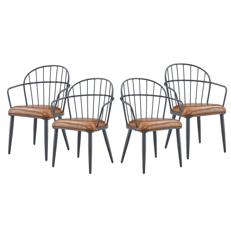 Abreha Faux Leather Upholstered Dining Chairs, 4