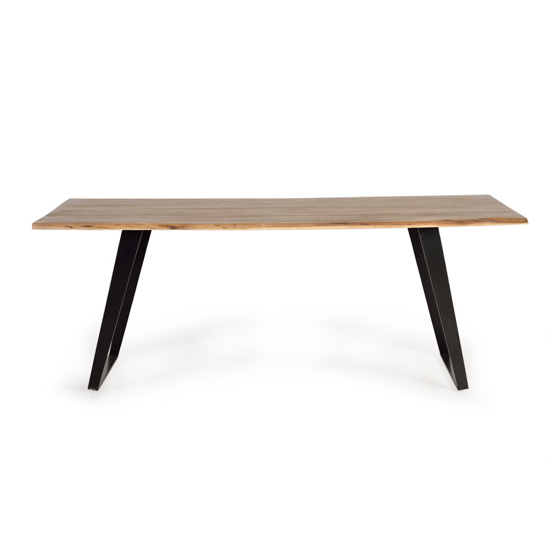 Highlawn Acacia Solid Wood Top Metal Base Dining Table
