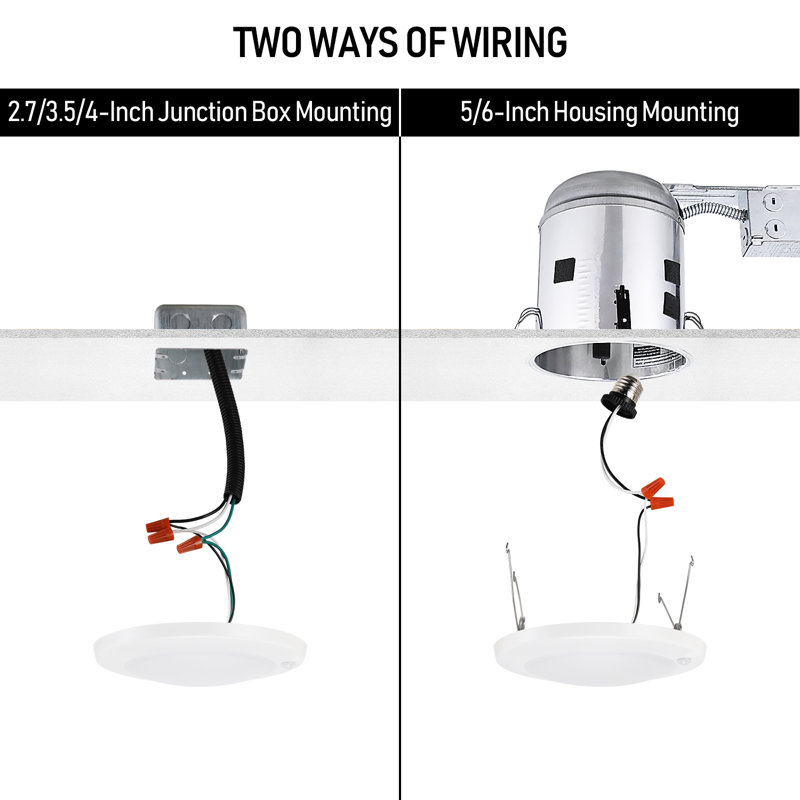 5cct Led Motion Sensor Flush Mount Ceiling Light, Recessed Can & J-box Wired