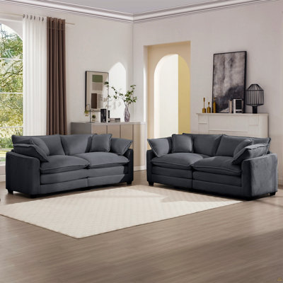 Fabric Living Room Sofa Two Piece Set