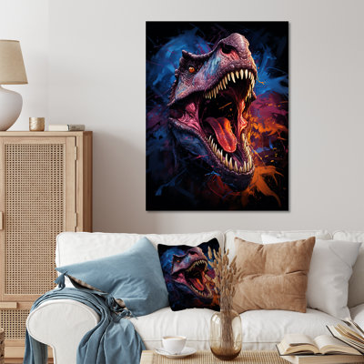 «Colorful Roaring Trex Dinosaur IV» - art mural dinosaure